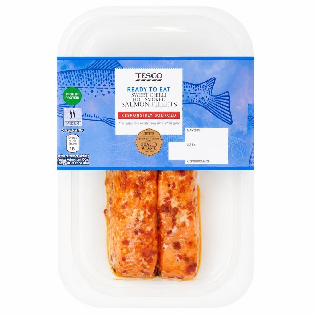Tesco 2 Sweet Chill Hot Smoked Salmon Fillets 180G