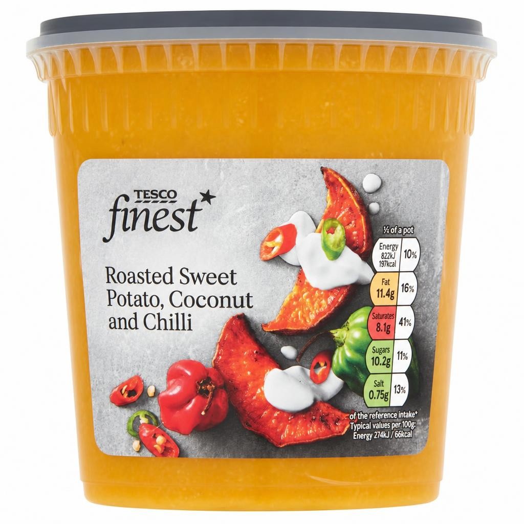 Tesco Finest Sweet Potato Coconut & Chilli Soup 600G