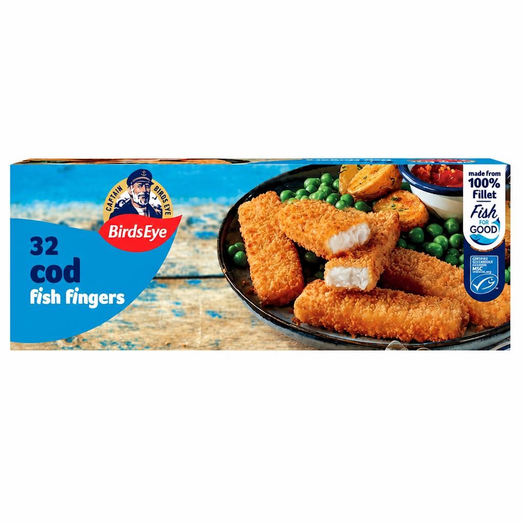 Fish Cod Bids Eye Birds Eye 32 Breaded Cod Fish Fingers 896g - The Food App