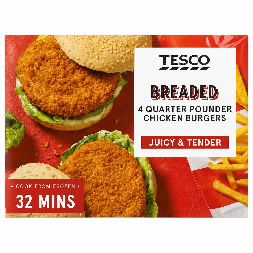 Tesco 4 Quarter Pounder Chicken Burger 454G