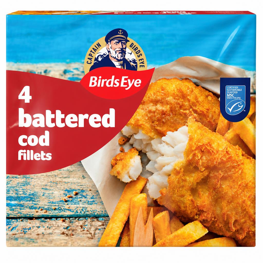 Birds Eye 4 Battered Cod Fillets 400g