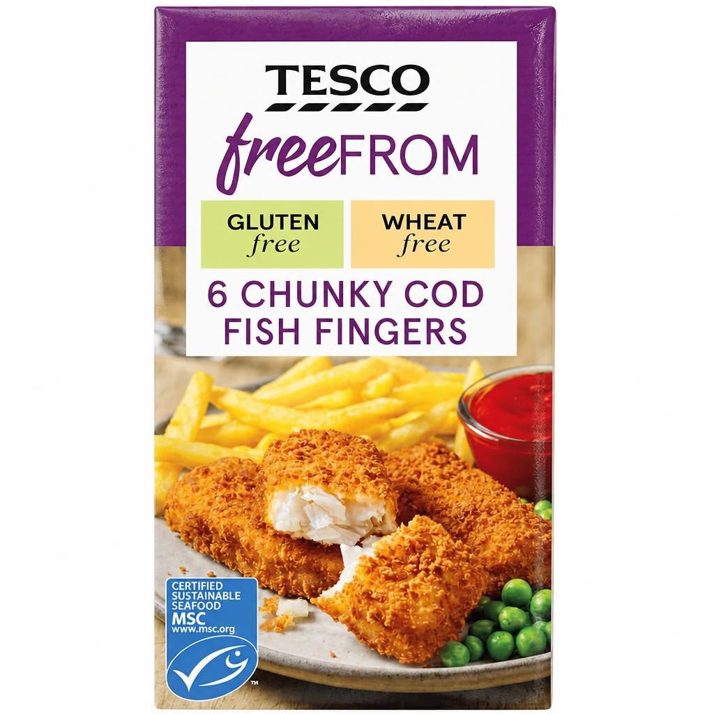 Tesco Free From Chunky Cod Fish Fingers 6 Pack 300g