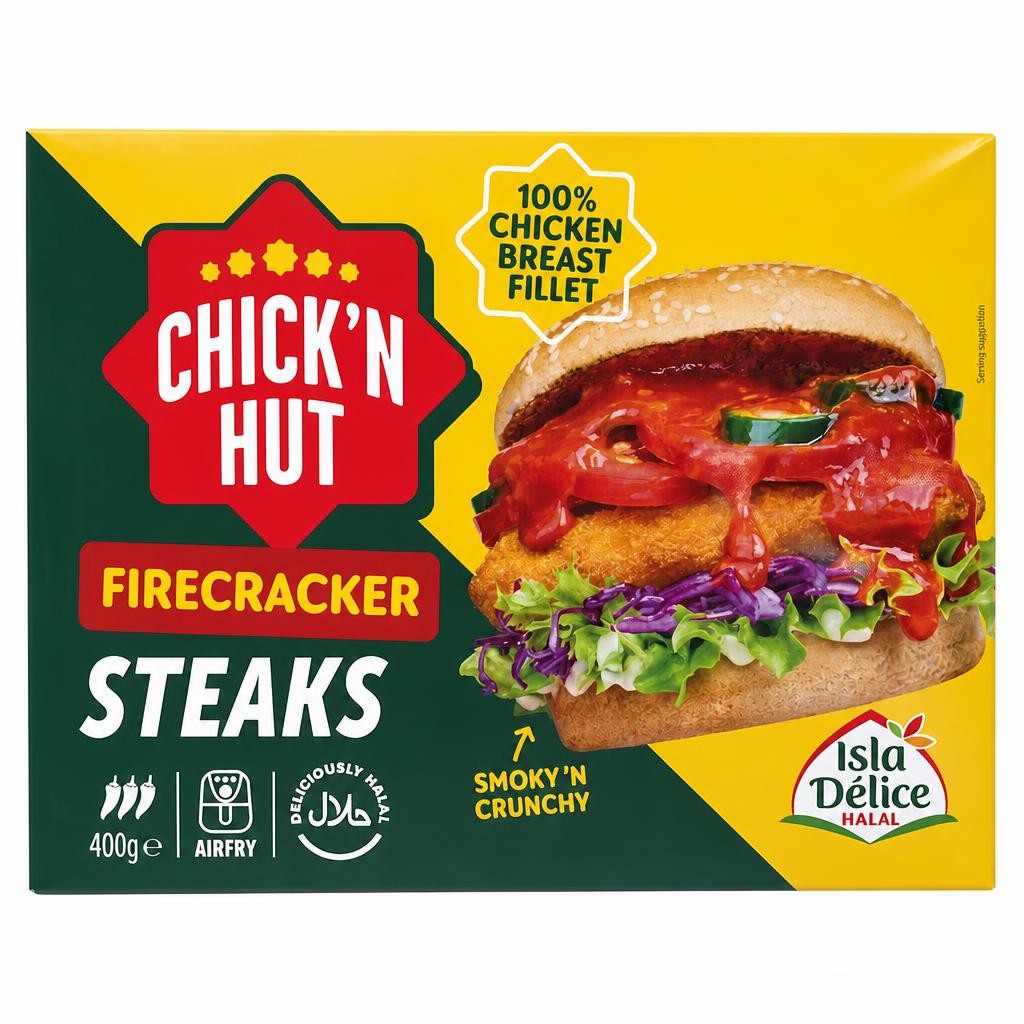 Isla Delice Halal Chick'n Hut Firecracker Chicken Steaks 400g