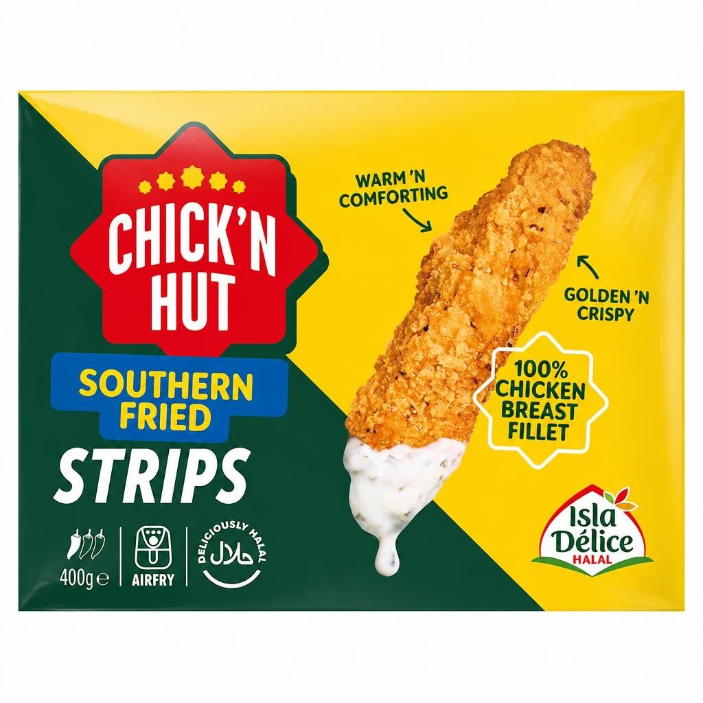Isla Delice Halal Chick'n Hut Southern Fried Chicken Strips 400g