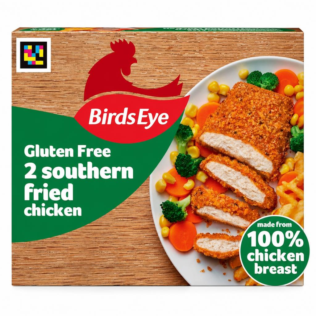 Birds Eye 2 Gluten Free Southern Fried Breaded Chicken Breast Steaks 180g
