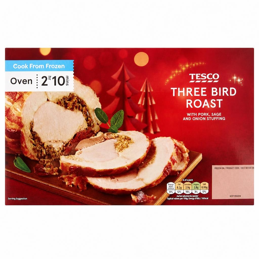 Tesco Three Bird Roast with Pork, Sage and Onion Stuffing 1.2kg