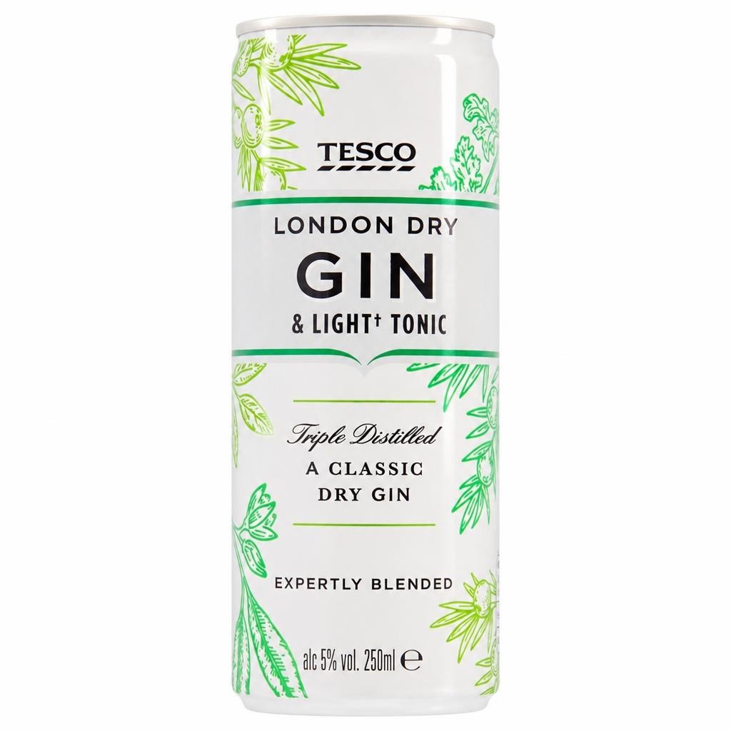 Tesco Gin & Low Calorie Tonic 250Ml