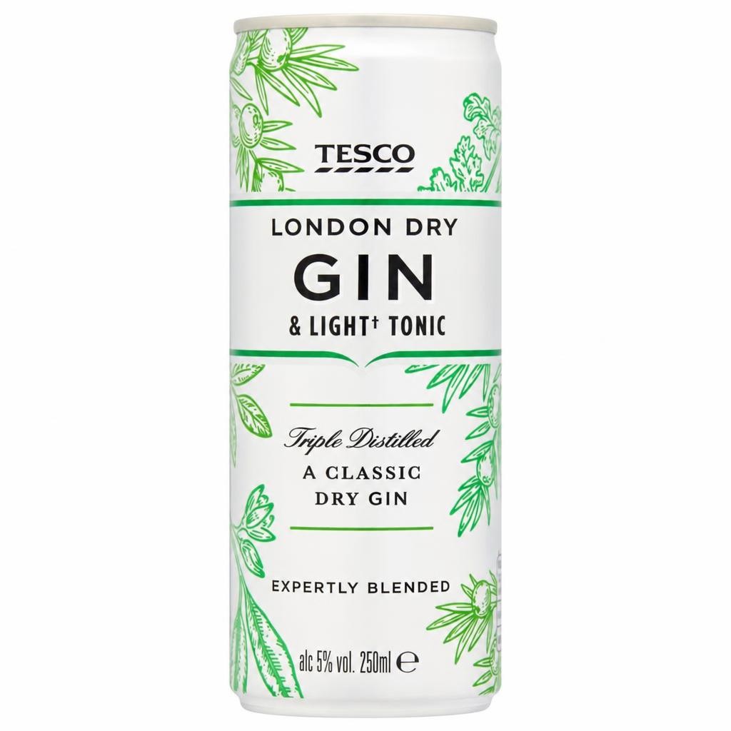 Tesco Gin & Low Calorie Tonic 250Ml