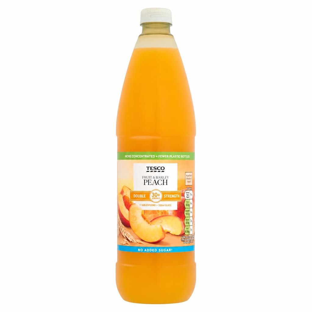 Tesco Double Strength Fruit & Barley No Added Sugar Peach 1L