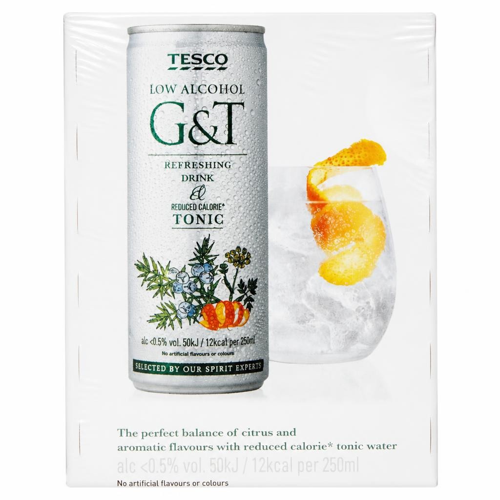 Tesco Low Alcohol Reduced Cal G&T. 4 X 250Ml
