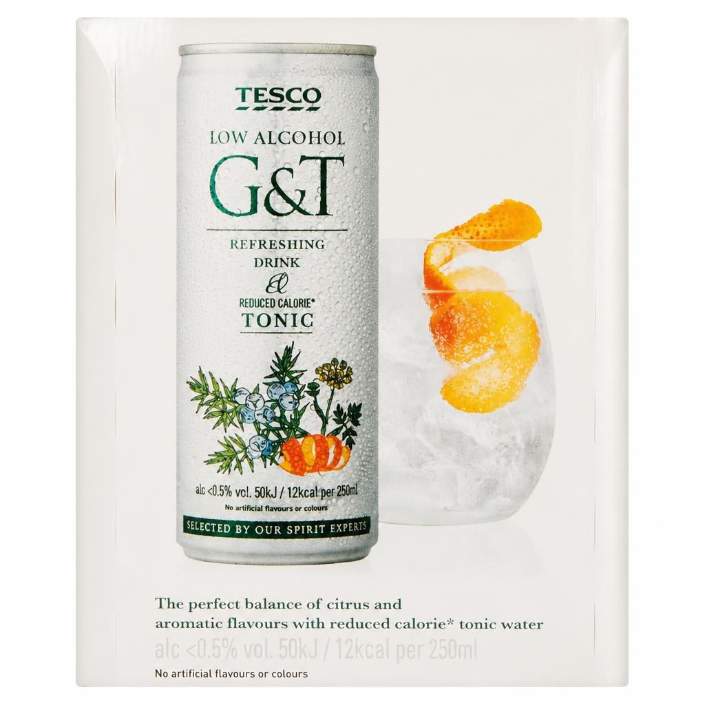 Tesco Low Alcohol Reduced Cal G&T. 4 X 250Ml