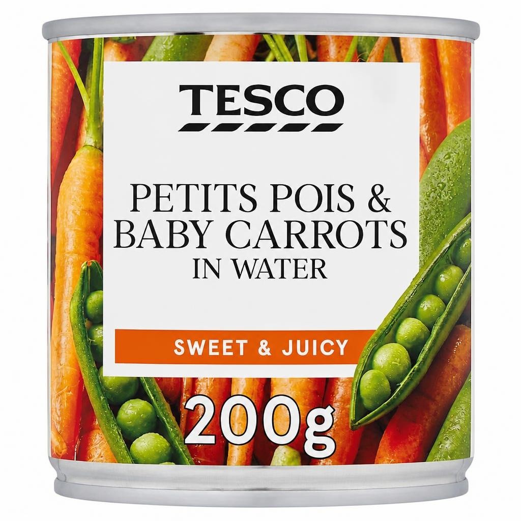 Tesco Petits Pois & Baby Carrot Water 200G