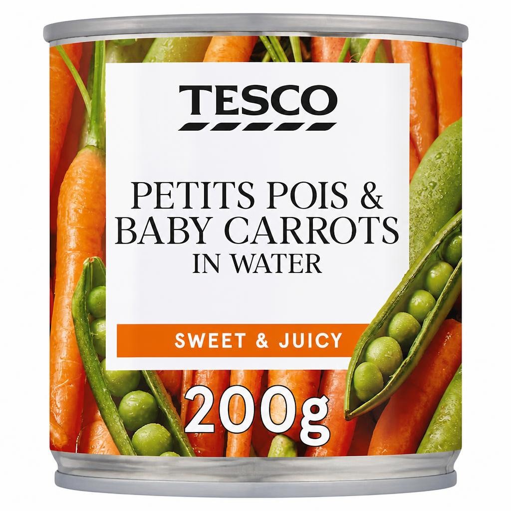 Tesco Petits Pois & Baby Carrot Water 200G