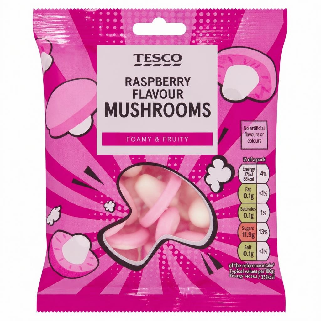 Tesco Raspberry Mushrooms 75G