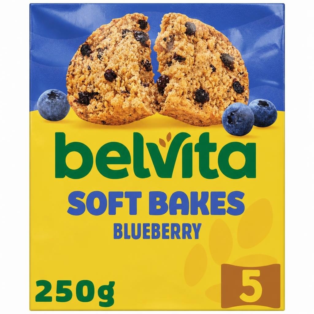 Belvita Breakfast Blueberry Soft Bakes Cereal Snack Bars Pack 5 x 50g