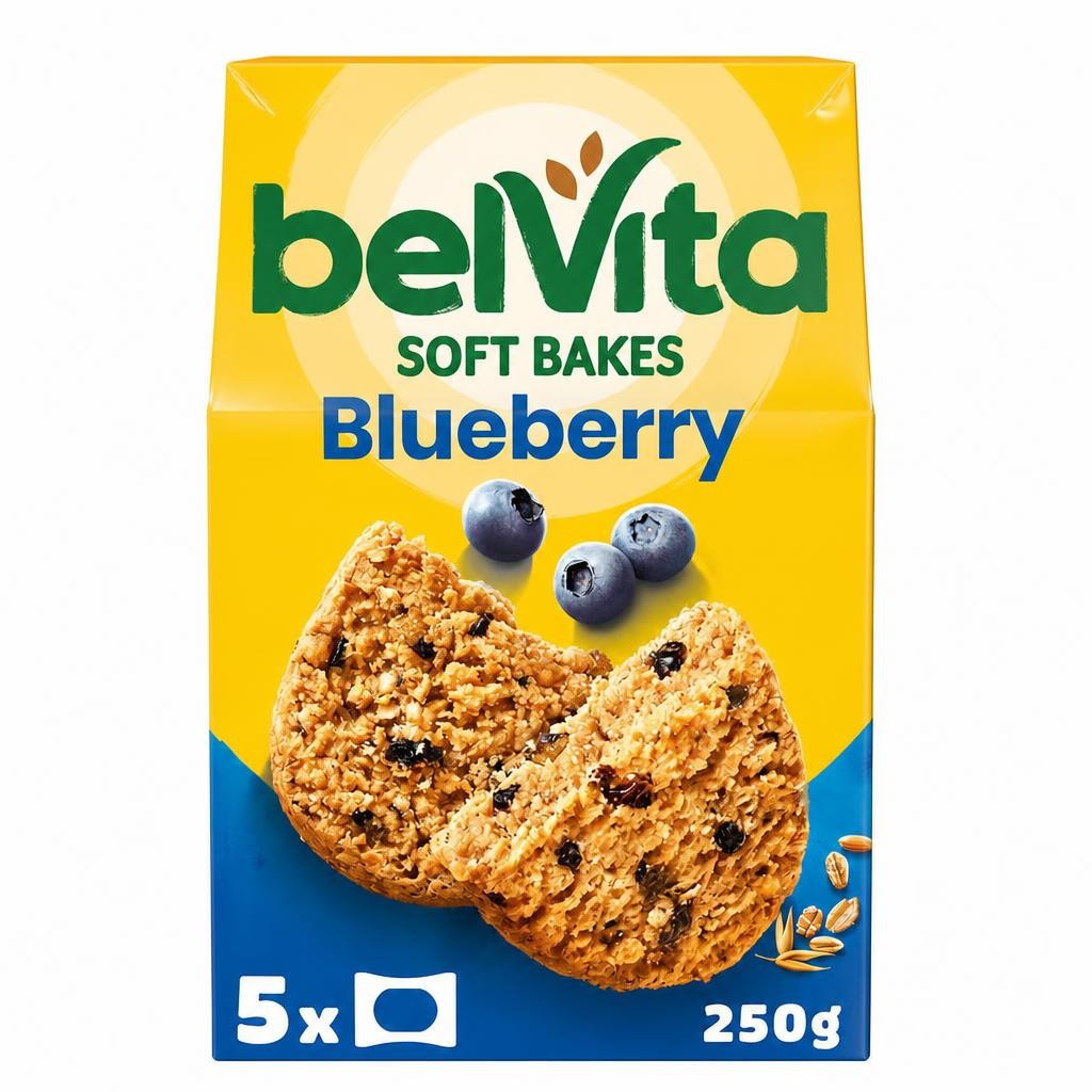 Belvita Breakfast Blueberry Soft Bakes Cereal Snack Bars Pack 5 x 50g