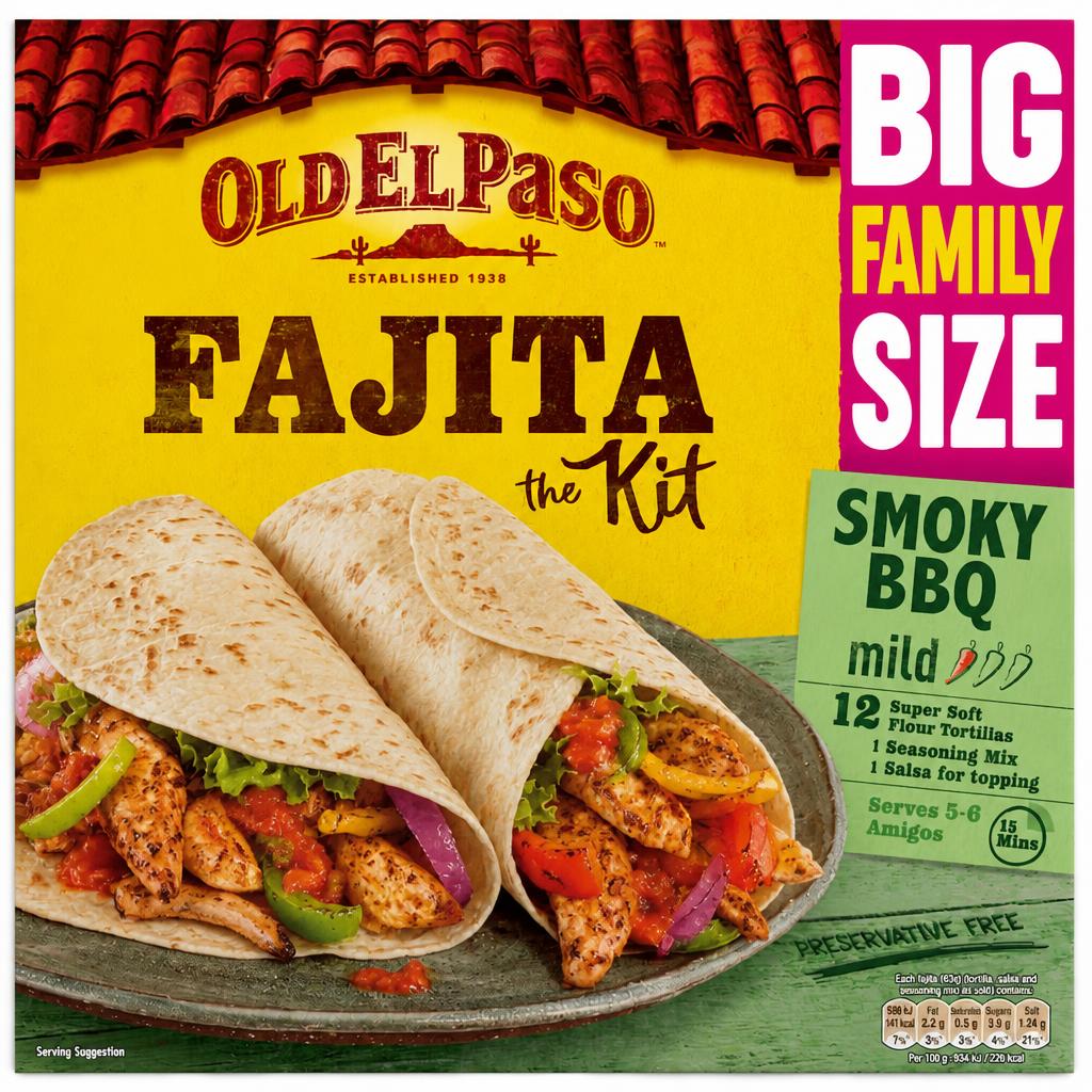 Old El Paso Smoky Bbq Family Fajita Kit 750G
