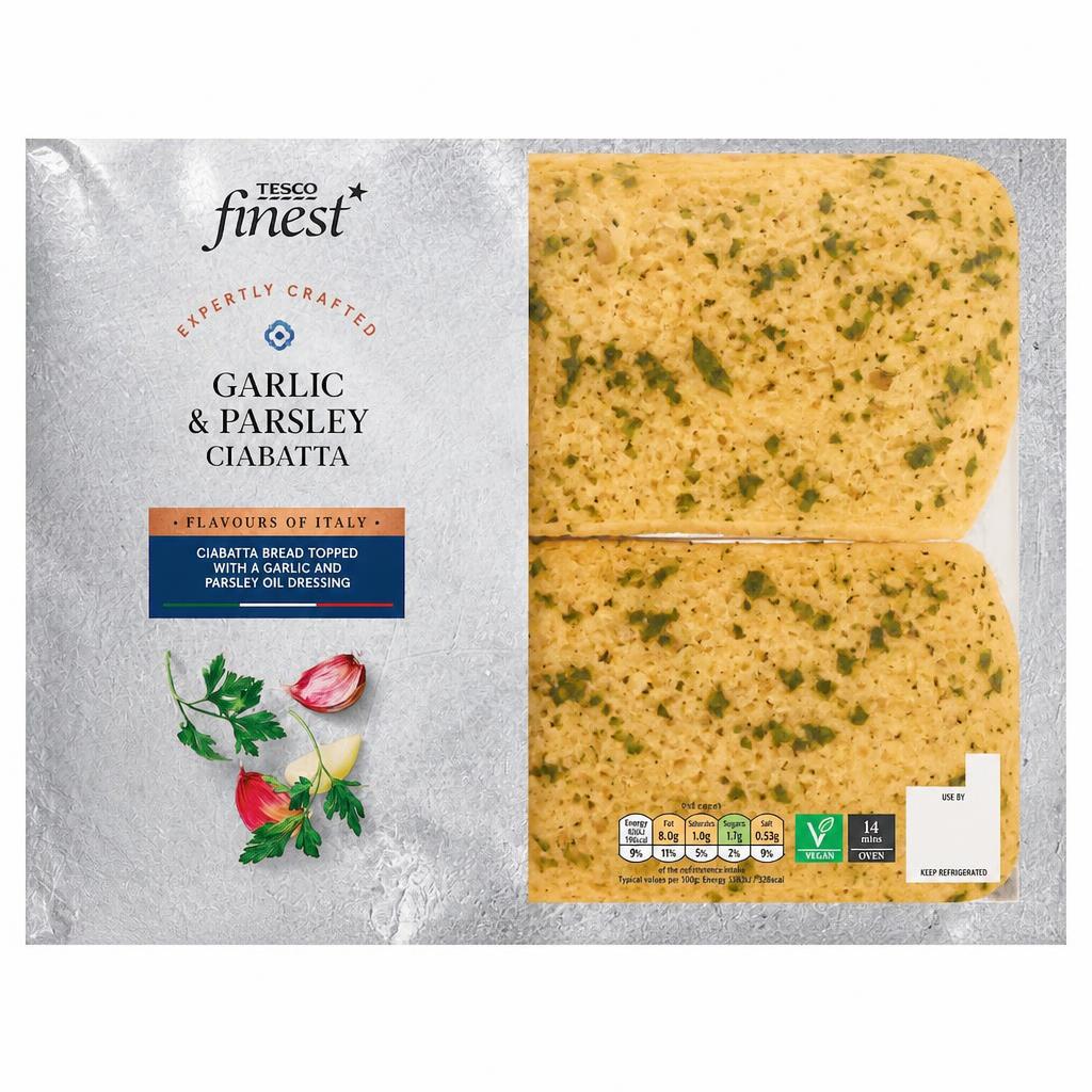 Tesco Finest Garlic & Parsley Ciabatta 255G