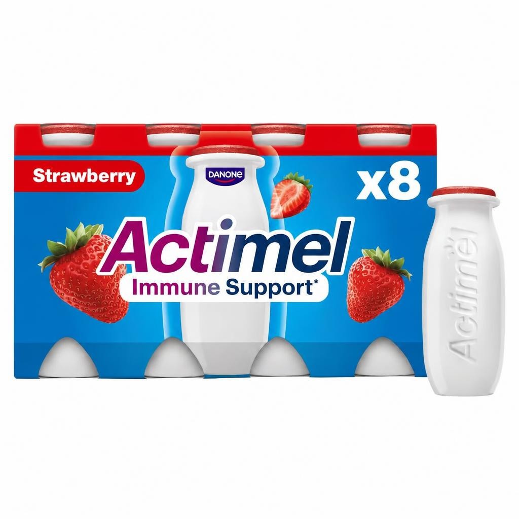Actimel Strawberry Immunity Live Yoghurt Drink Multipack 8X100g