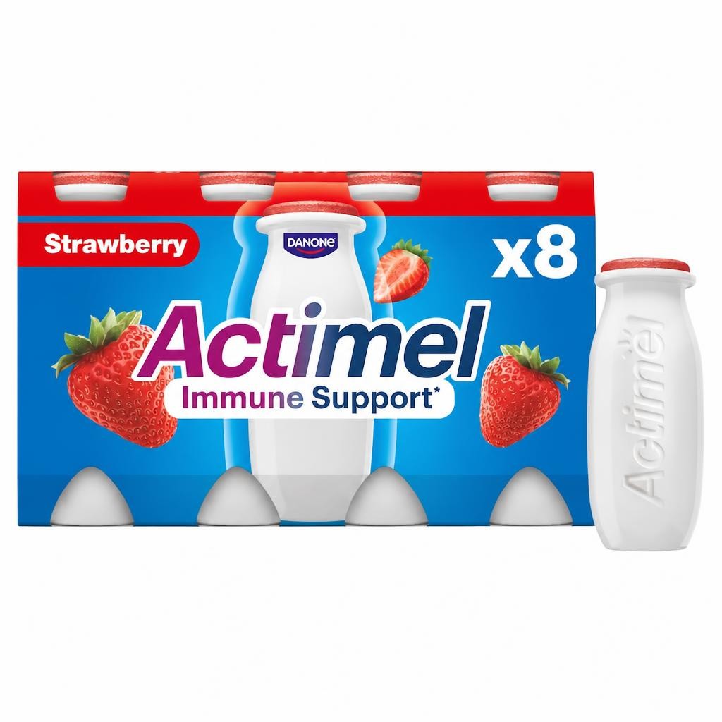 Actimel Strawberry Immunity Live Yoghurt Drink Multipack 8X100g