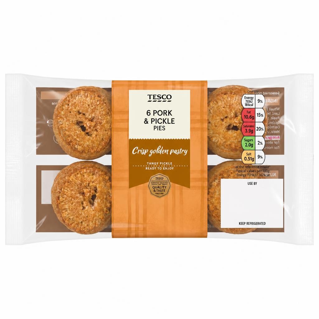Tesco Pork & Pickle Pies 6 Pack 300g