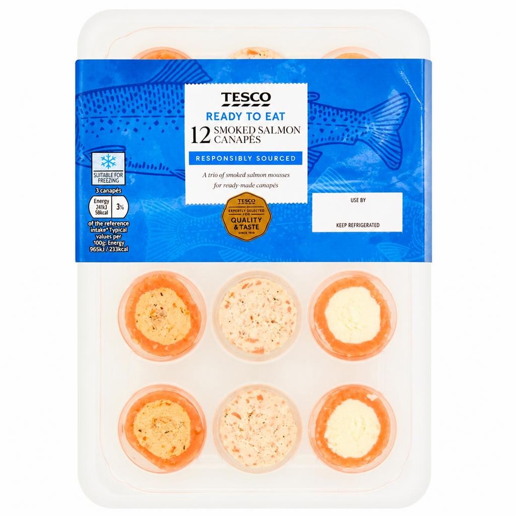 Tesco Smoked Salmon Canapes 12 Pack 100g
