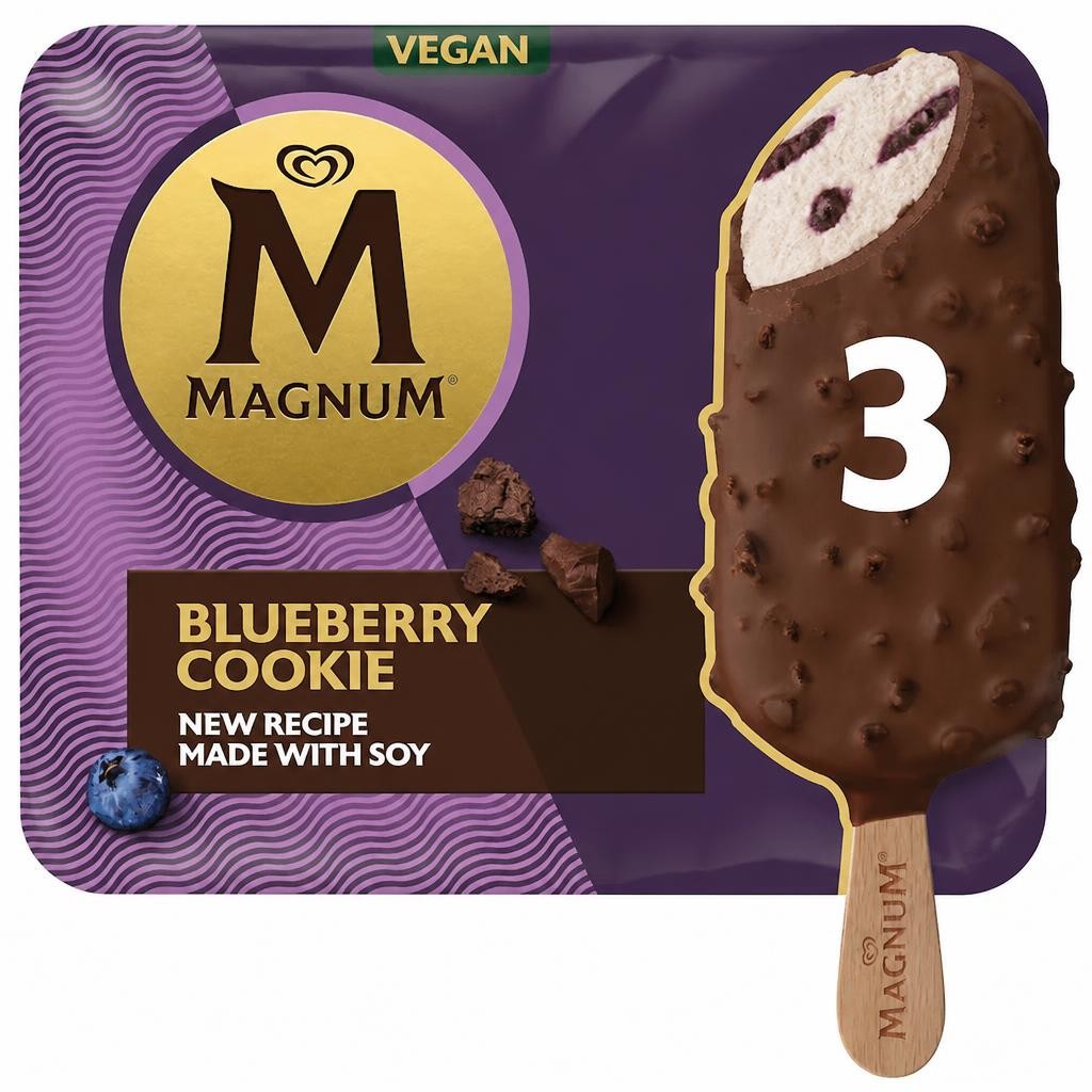 Magnum Collection Vegan Blueberry Cookie Ice Cream Sticks 3 x 90ml