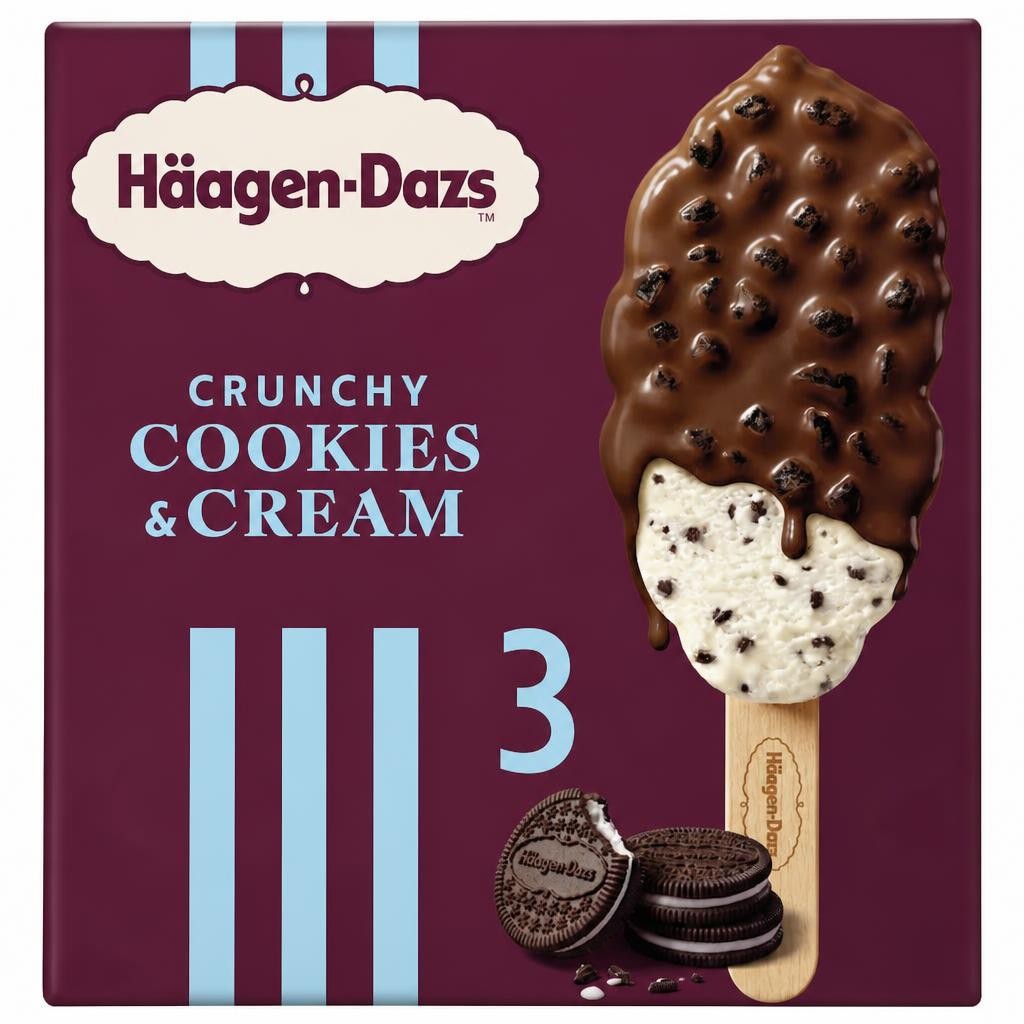 Haagen-Dazs Crunchy Cookies and Cream Ice Cream Stick 3x80ml