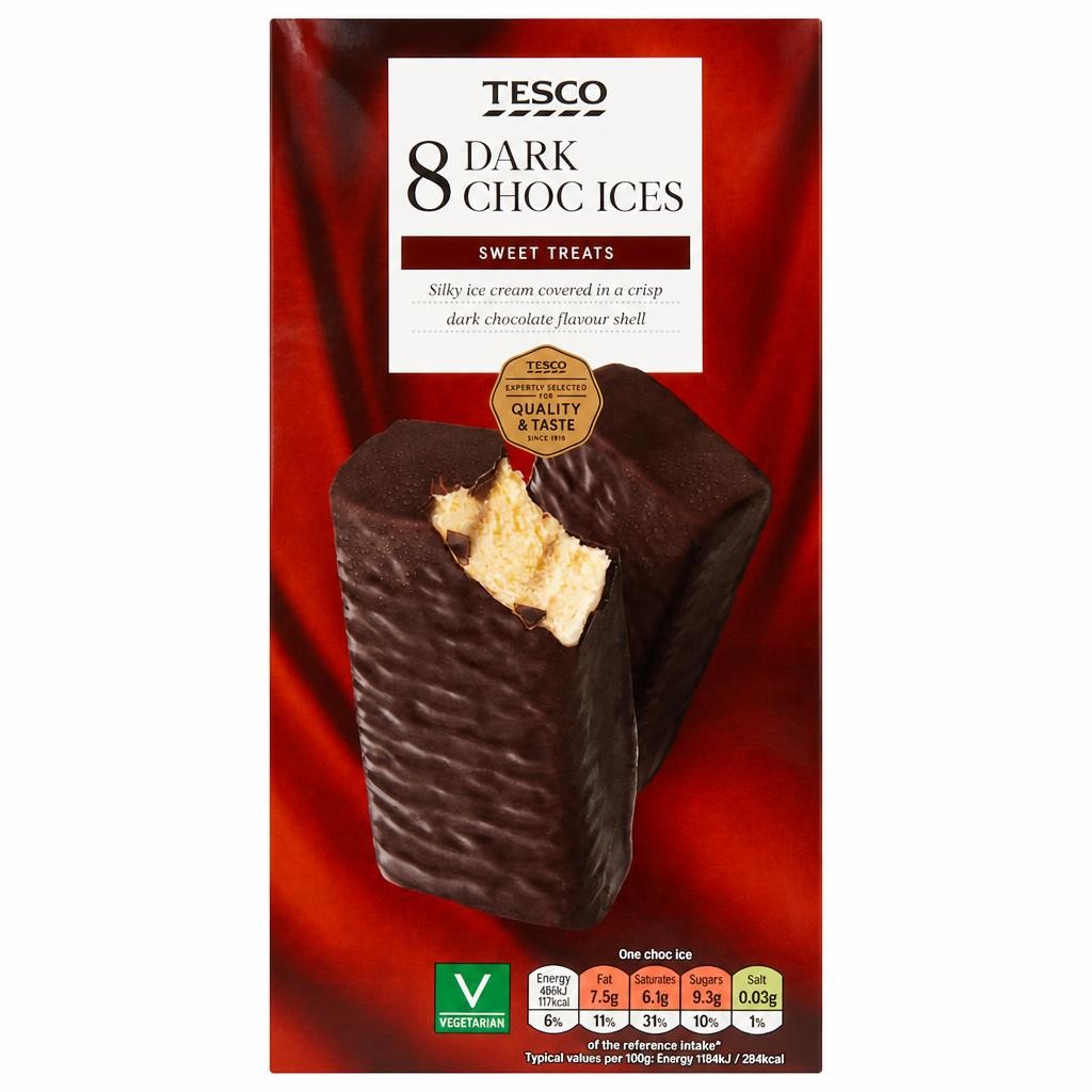 Tesco Dark Choc Ices 8x70ml