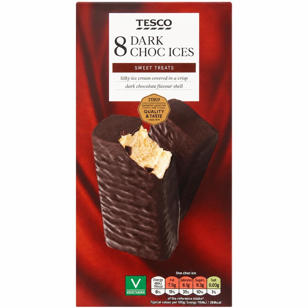 Tesco Dark Choc Ices 8x70ml
