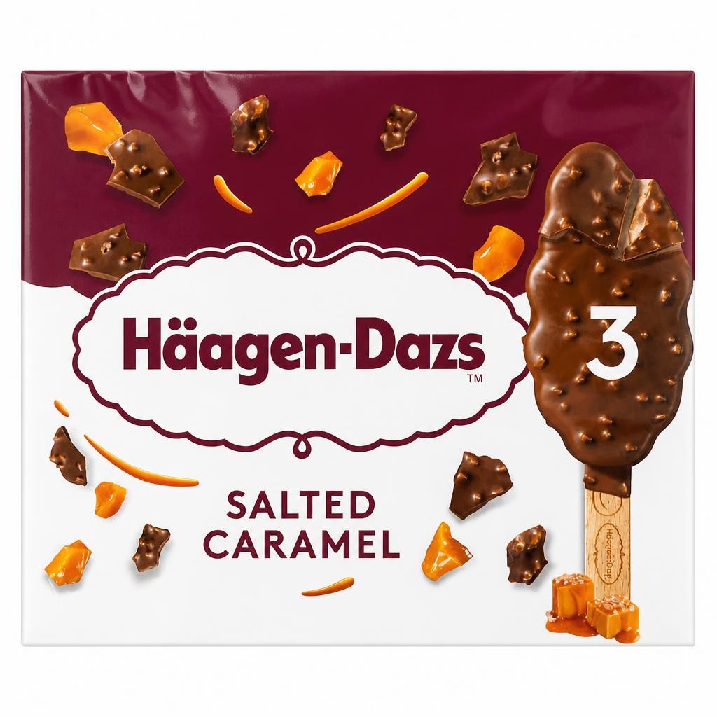 Haagen-Dazs Chunky Salted Caramel Stick Bar Ice Cream 3x80ml