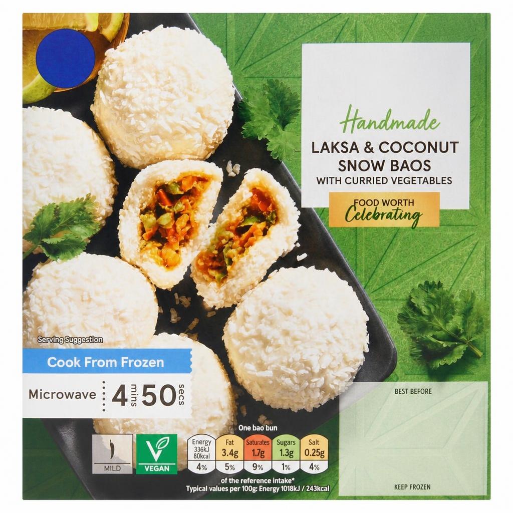Tesco 6 Aromatic Laksa & Coconut Snow Baos 198g