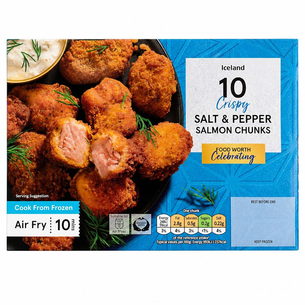 Tesco Salt & Pepper Salmon Chunks 10 Pack 250g