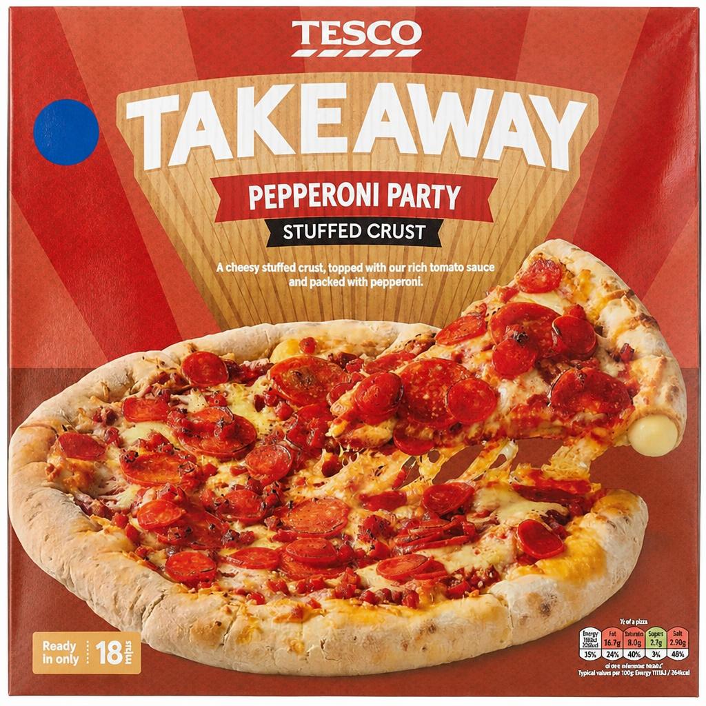 Tesco Takeaway Pepperoni Party Stuffed Crust Pizza 472g