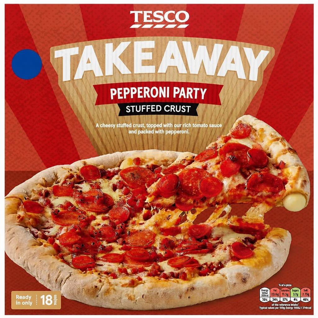 Tesco Takeaway Pepperoni Party Stuffed Crust Pizza 472g