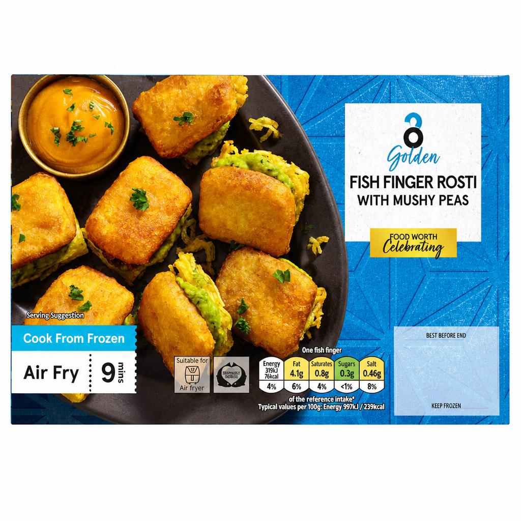 Tesco Fish Finger Rosti With Mushy Peas 280g