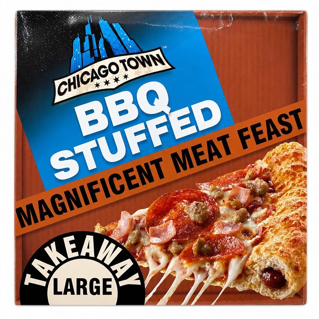 Chicago Town Takeaway BBQ Stuffed Crust Magnifcent Meat Feast Pizza 640g
