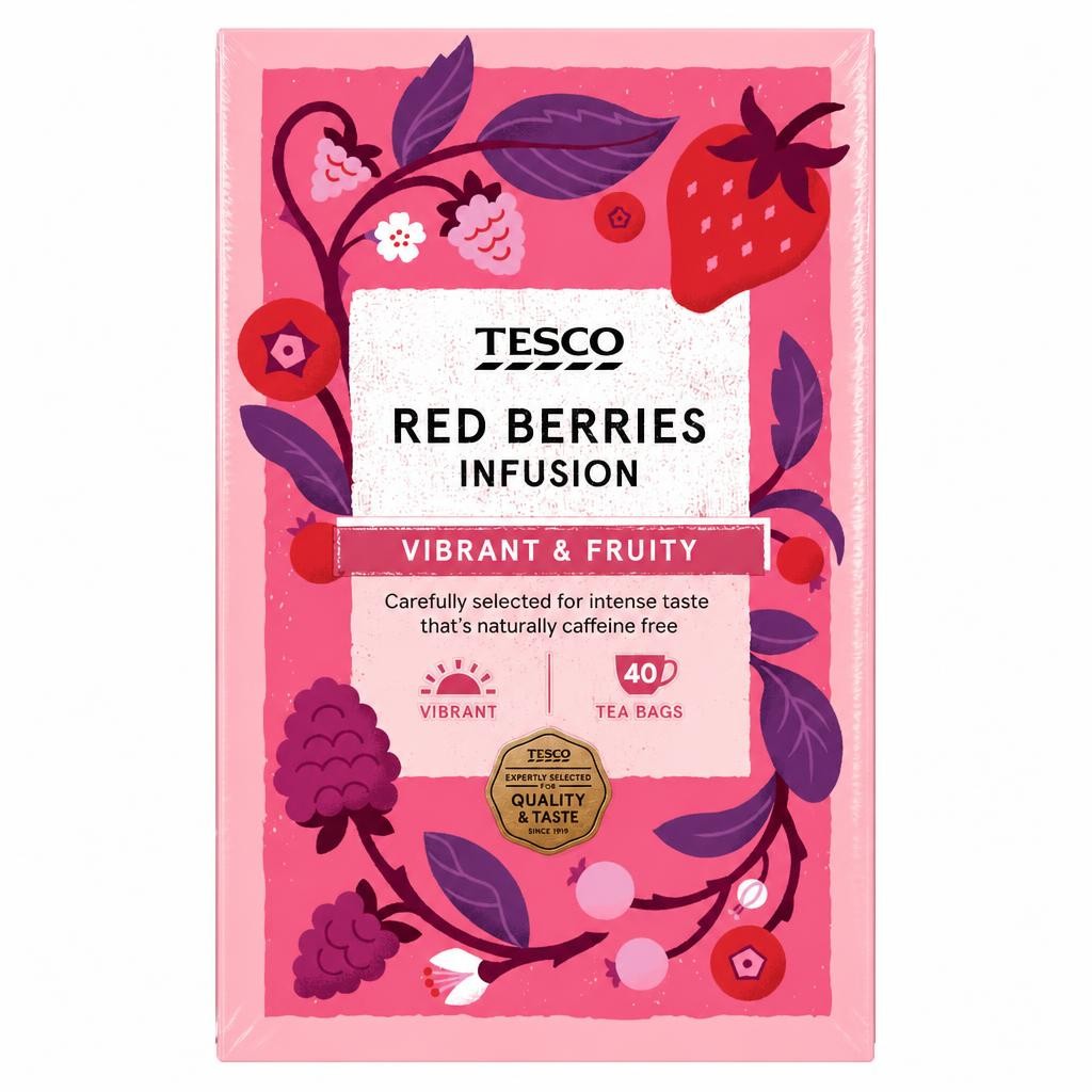 Tesco Red Berries 40 Tea Bags 120G