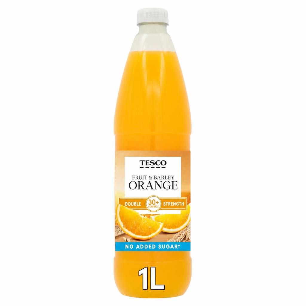 Tesco Double Strength Fruit & Barley No Added Sugar Orange 1L