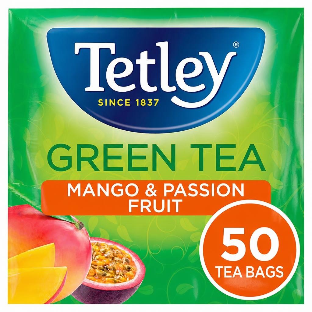 Tetley Green Tea Mango & Passion Fruit 50 Tea Bags 100G