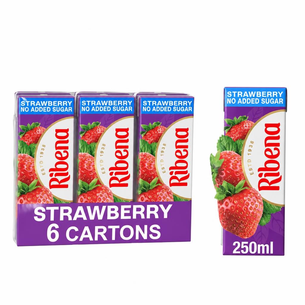 Ribena Strawberry Juice Drink Cartons No Added Sugar 6 x 250ml