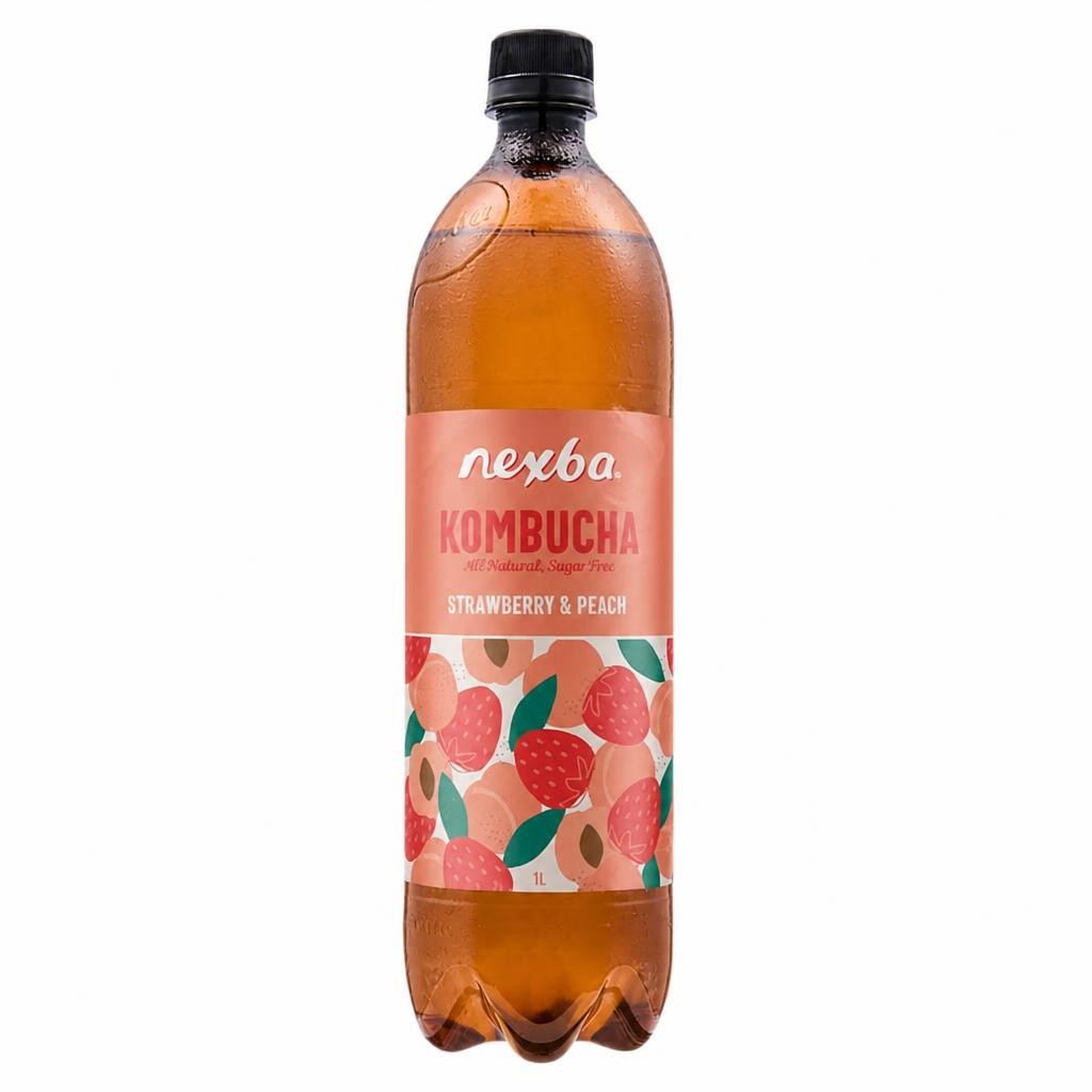 Nexba Strawberry & Peach Kombucha Drink 1 Litre