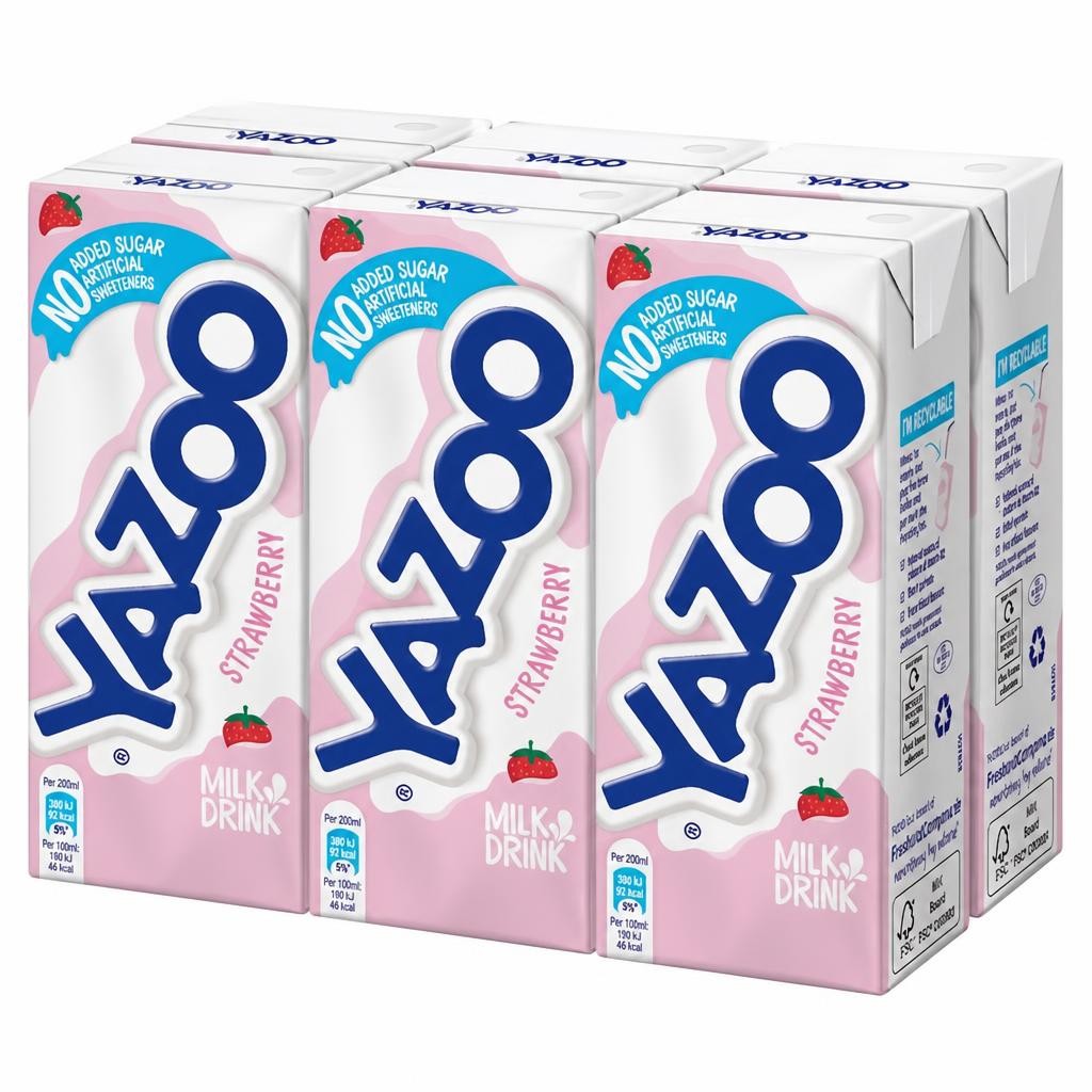Yazoo No Added Sugar Strawberry Milk Drink 6 x 200ml