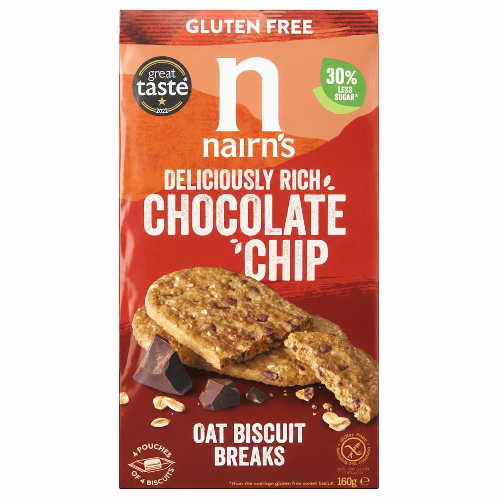 Nairn's Gluten Free Biscuit Breaks - Oats & Chocolate Chip 160g