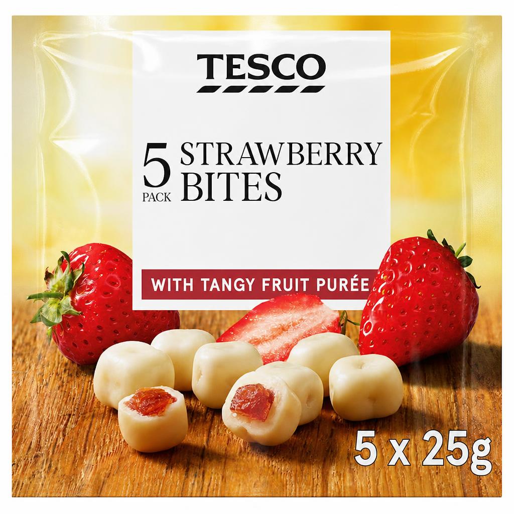 Tesco Yogurt Coated Strawberry Fruit Bites 125G