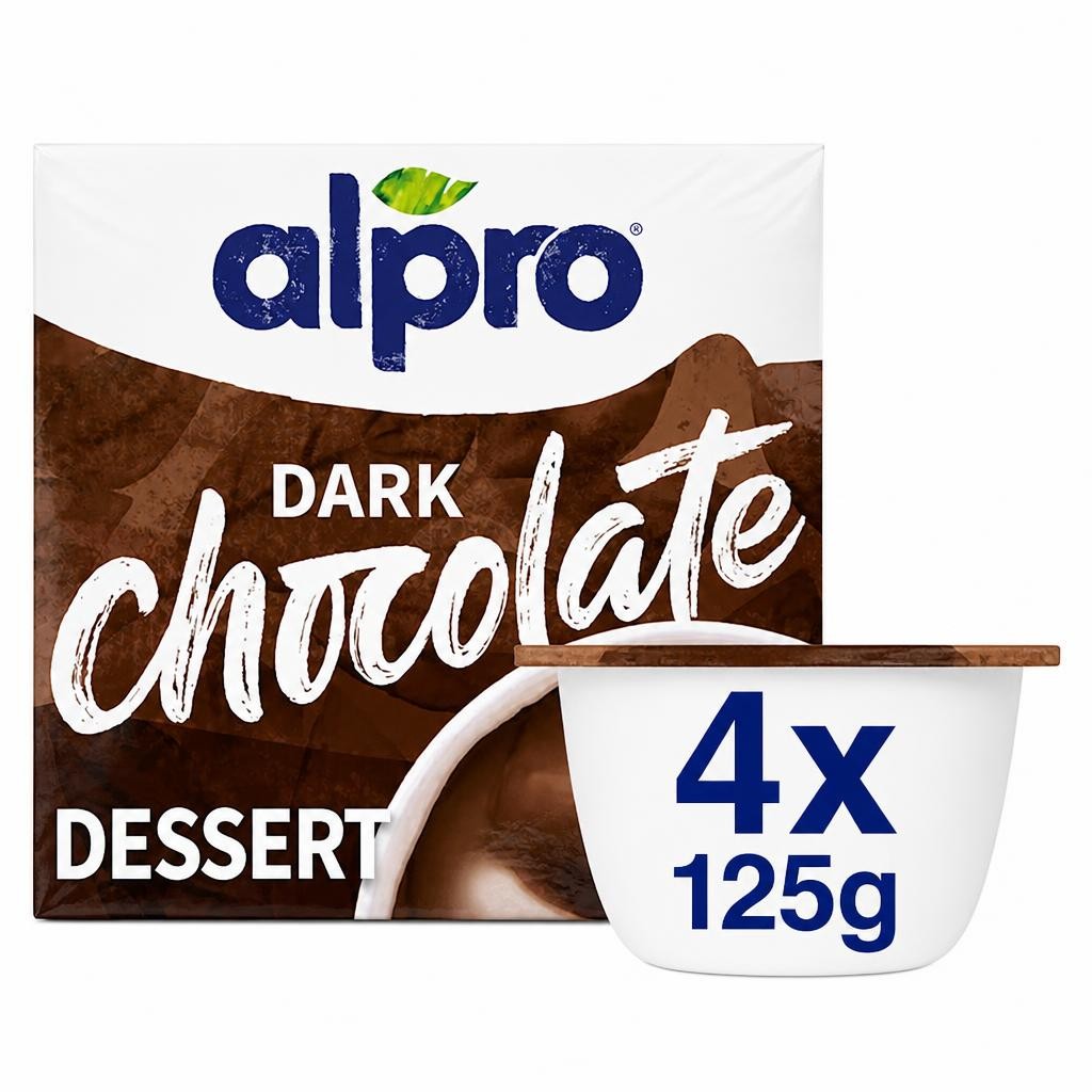 Alpro Dark Chocolate Dairy Free Vegan Soya Dessert 4x125g