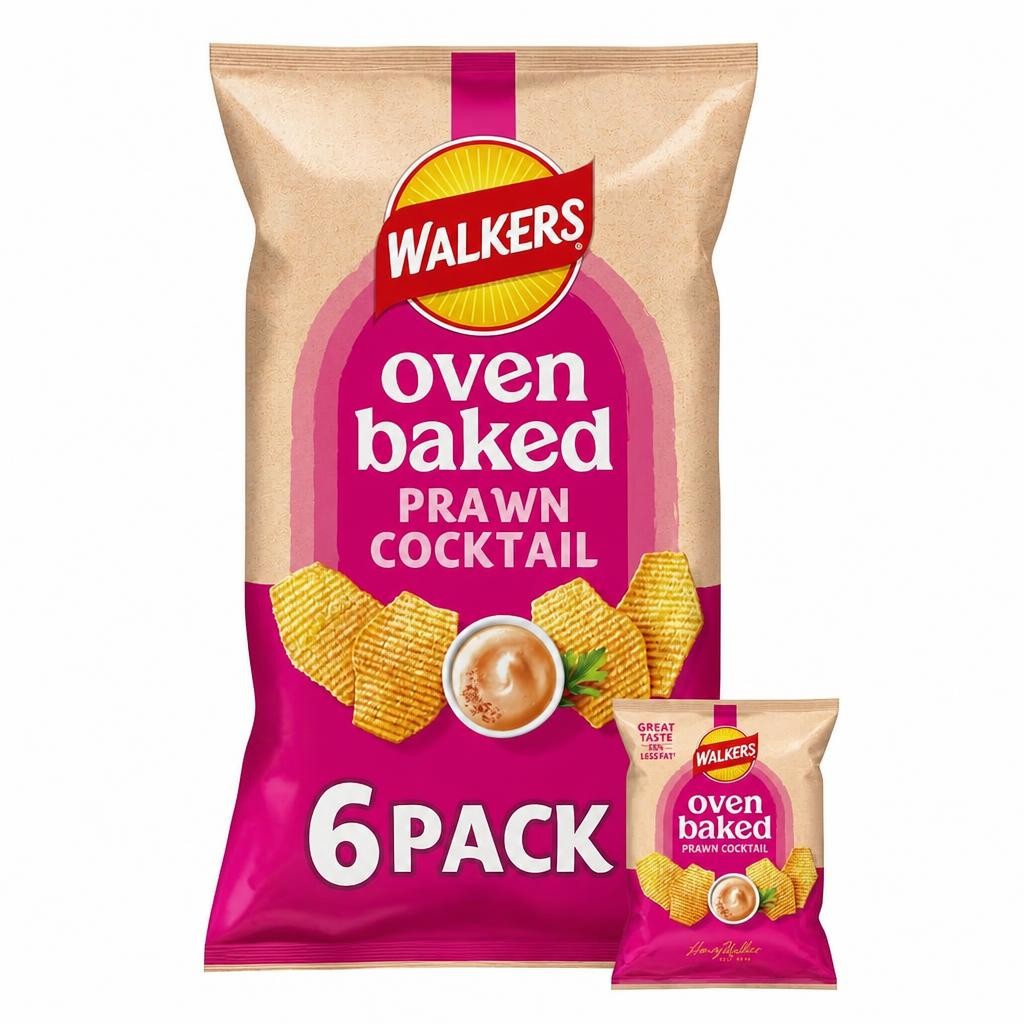 Walkers Baked Prawn Cocktail Multipack Crisps 6x22g