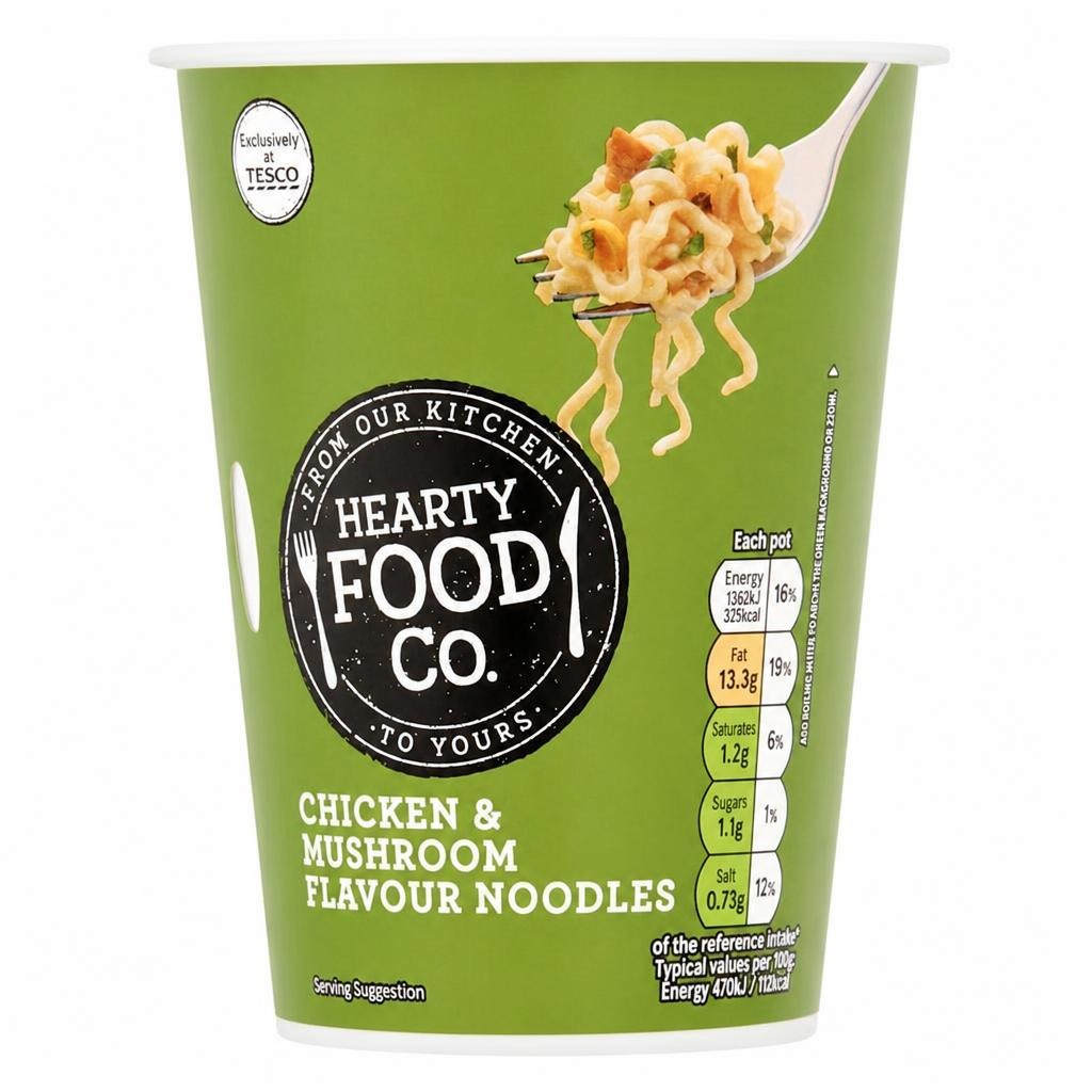 Hearty Food Co Chicken & Mushroom Flavoured Noodles 70G