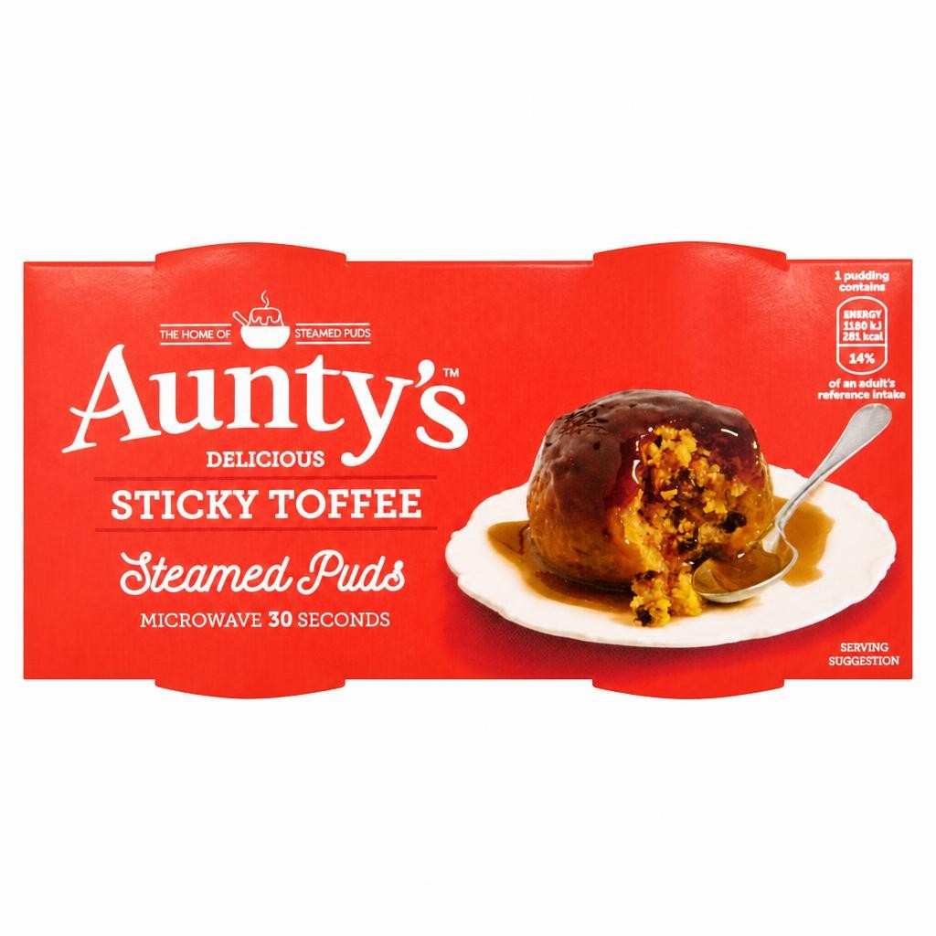 Auntys Sticky Toffee Steamed Puddings 2 X 95G