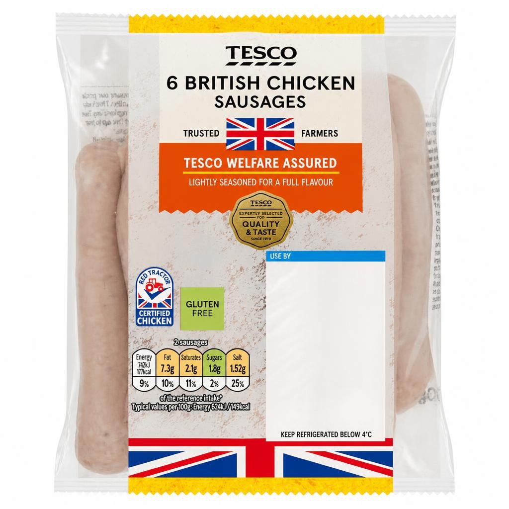 Tesco British Chicken Sausages 6 Pack 400G